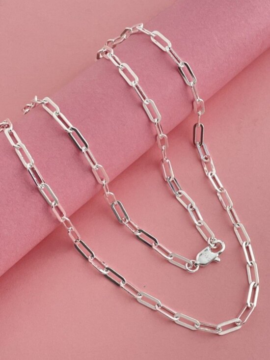 Women's 925 Sterling Silver 4mm Paperclip chain Necklace - Picture 1 of 8